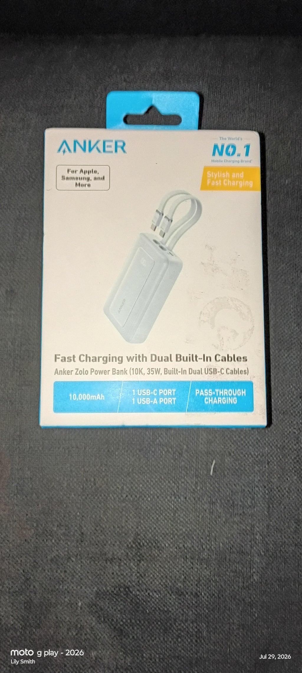 Anker Fast Charging w Dual Built-in Cables Power Bank